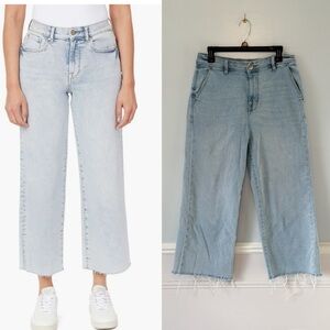 Kensie The Kaya High Waist Raw Hem Wide Leg Jeans Light Blue Ankle Sz 10/30